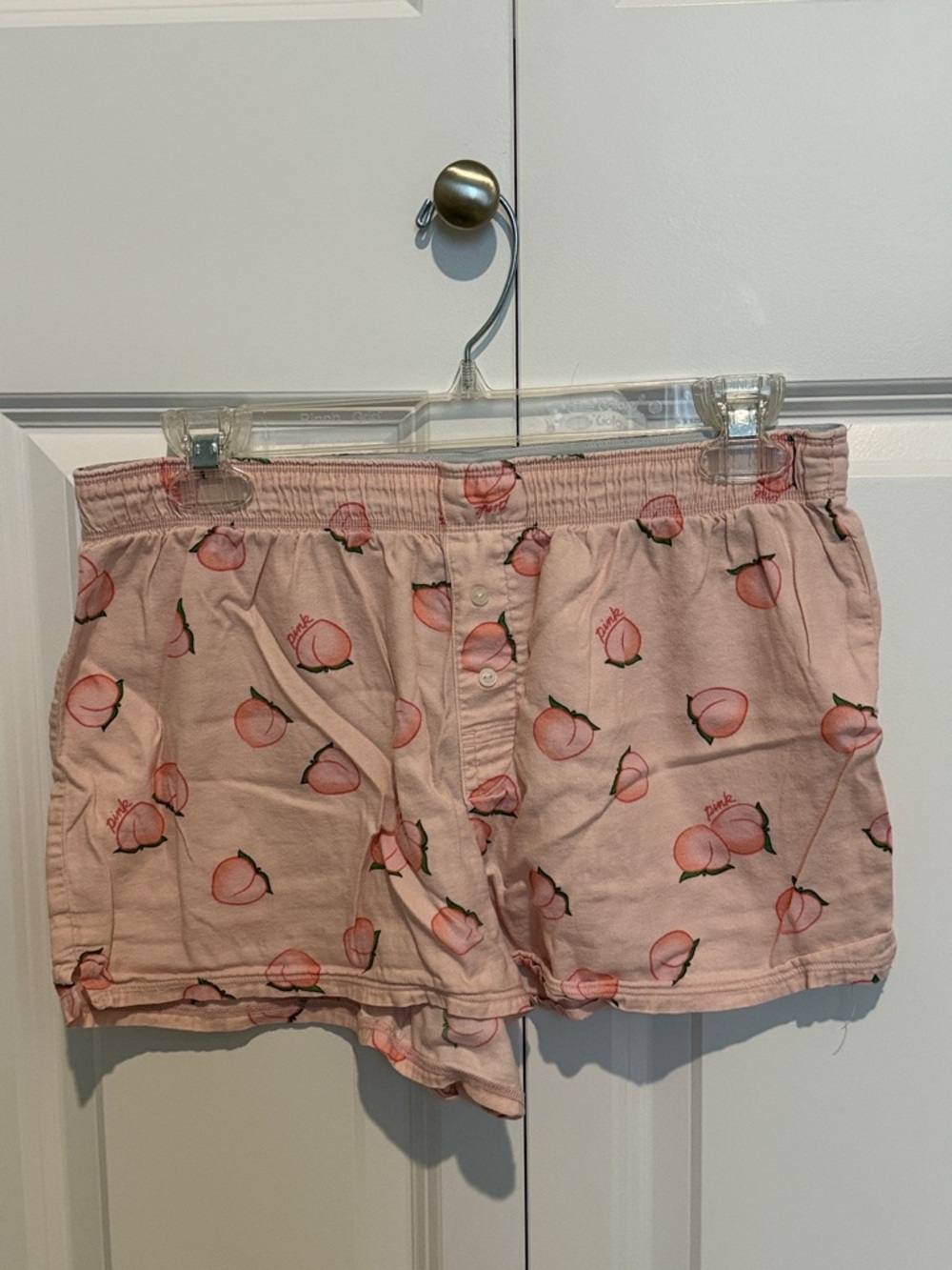PINK Victoria's Secret Peach Print Cotton Pajama Shorts - Light Pink